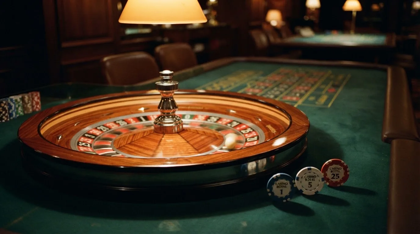 Rulettehjul og sjetonger på grønn filt i varmt kveldslys — casino tipping i norge